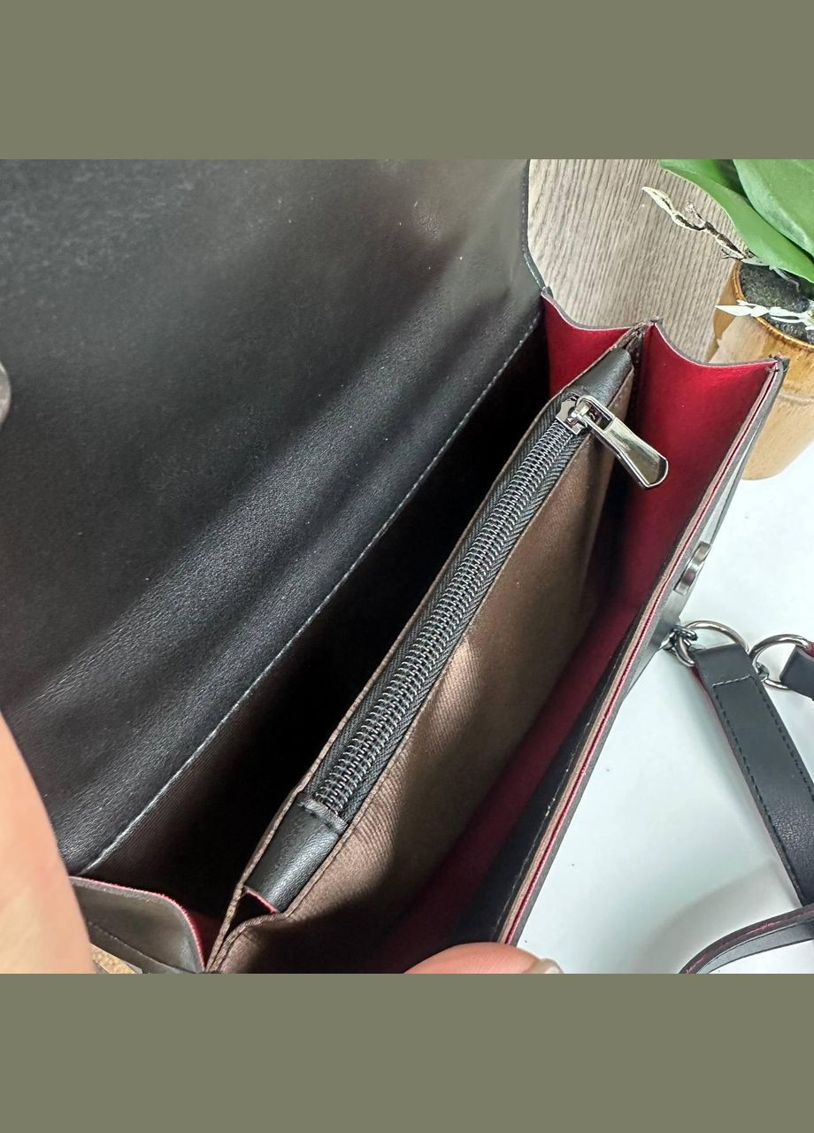 Женская сумочка-клатч-стило Pinko черная с красными вставками, маленькая сумка Пинко с птичками 1800 (336551810)