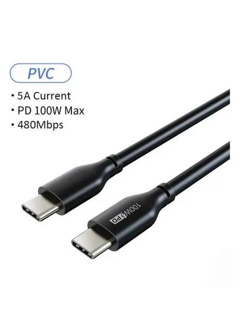 Кабель USB Type-C - USB Type-C (M/M) PD 100W, 2 м, Black (CU02L) CABLETIME (368679859)