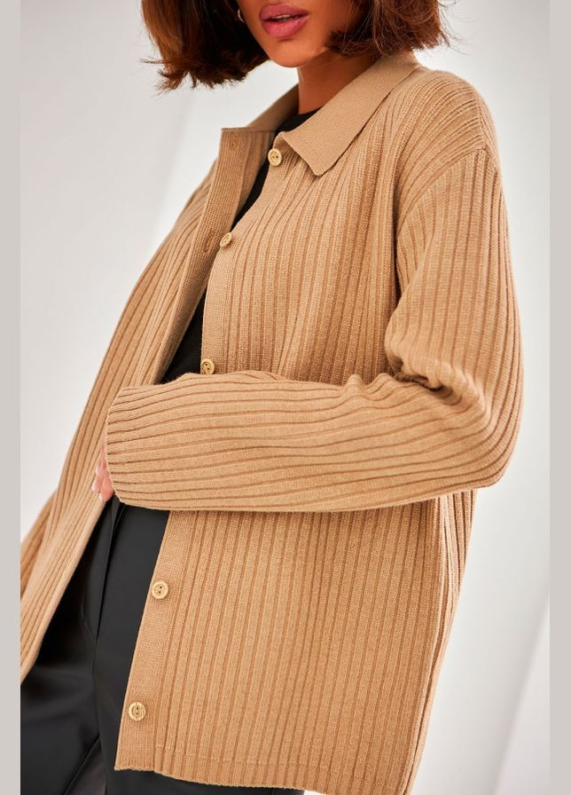 Жіноча в'язана кардиган-сорочка в рубчик (2527) Triko Bakh (334710308)