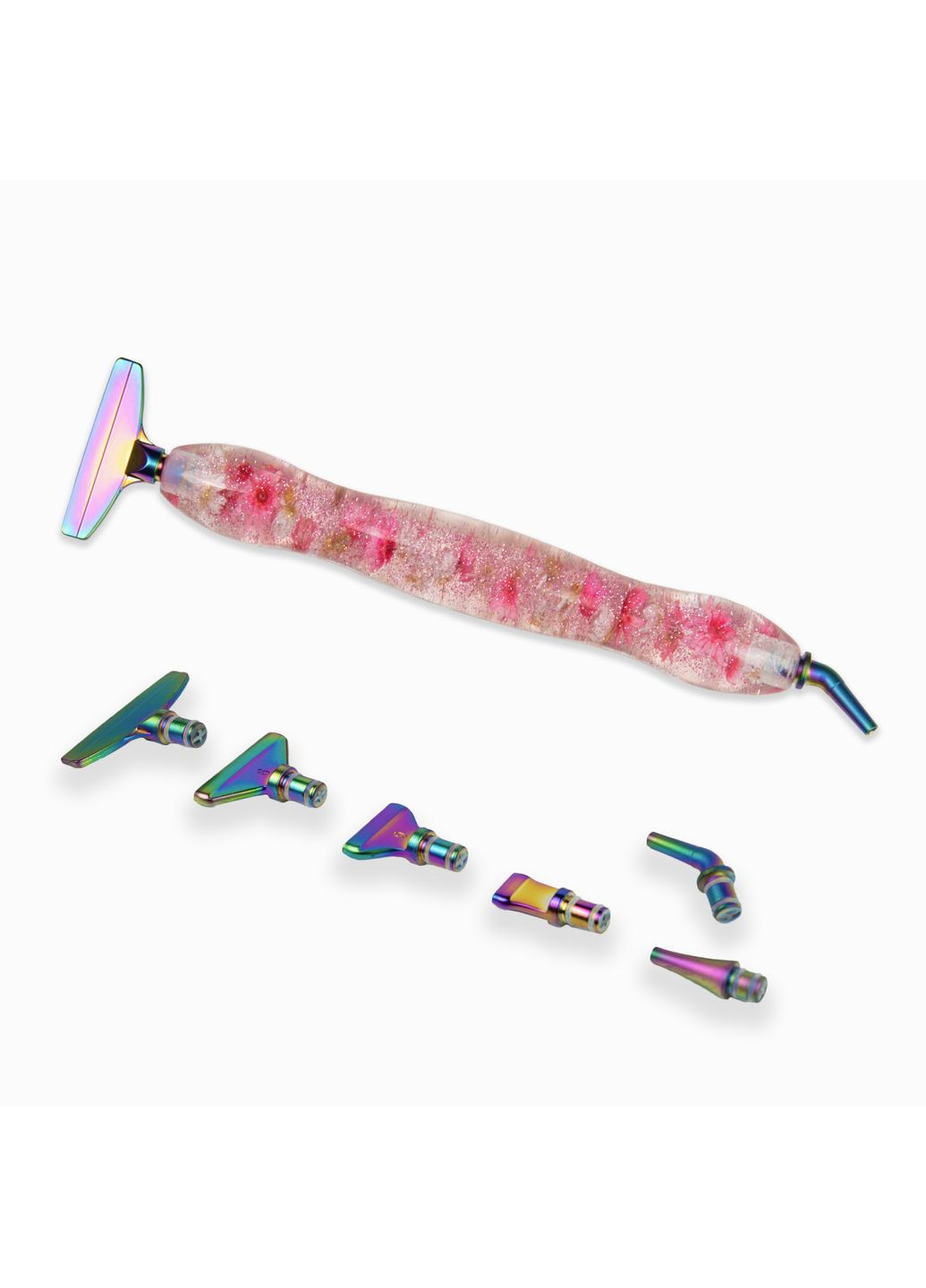 Стилус стеклянный Цветы 6 сменных насадок для алмазной мозаики ручка для стразов Strateg (369761470)