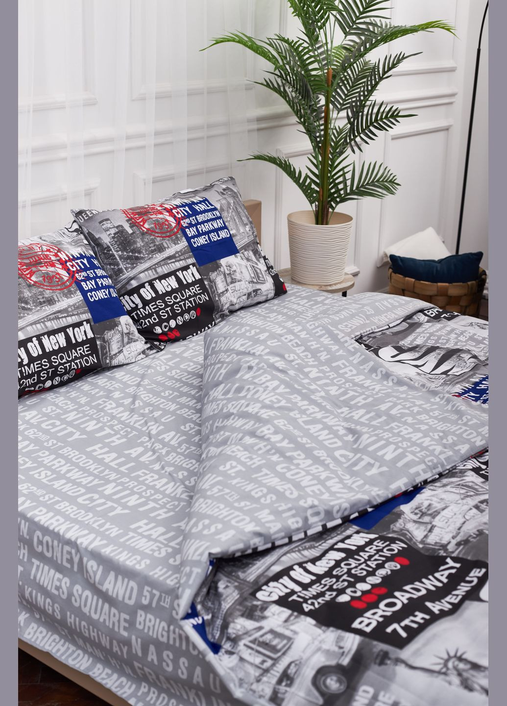 Комплект постільної білизни полуторний євро 160х220 наволочки 2х40х60 Бязь Gold Люкс (MS-820001231) Moon&Star New York (285716764)