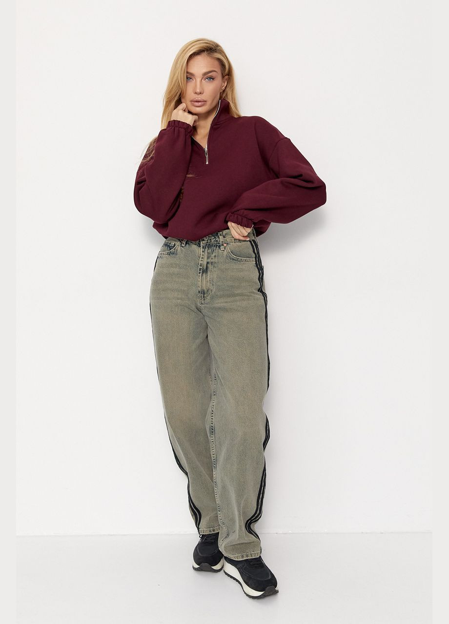 Широкі джинси з лампасами Lurex - (312383284)