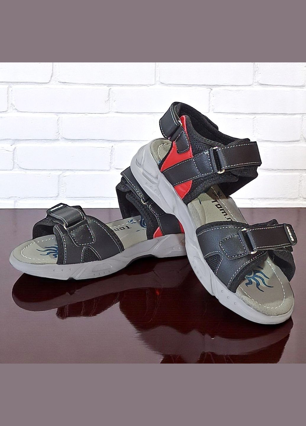 Черные спортивные, повседневные открытые спортивные босоножки сандалии для мальчика Tom.M на липучке