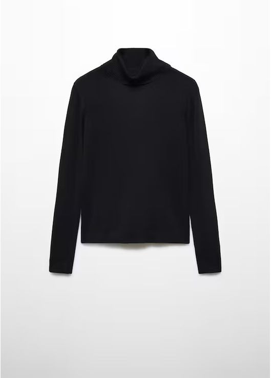 Черная базовая водолазка гольф трикотажный свитер по фигуре Mango (361769312)