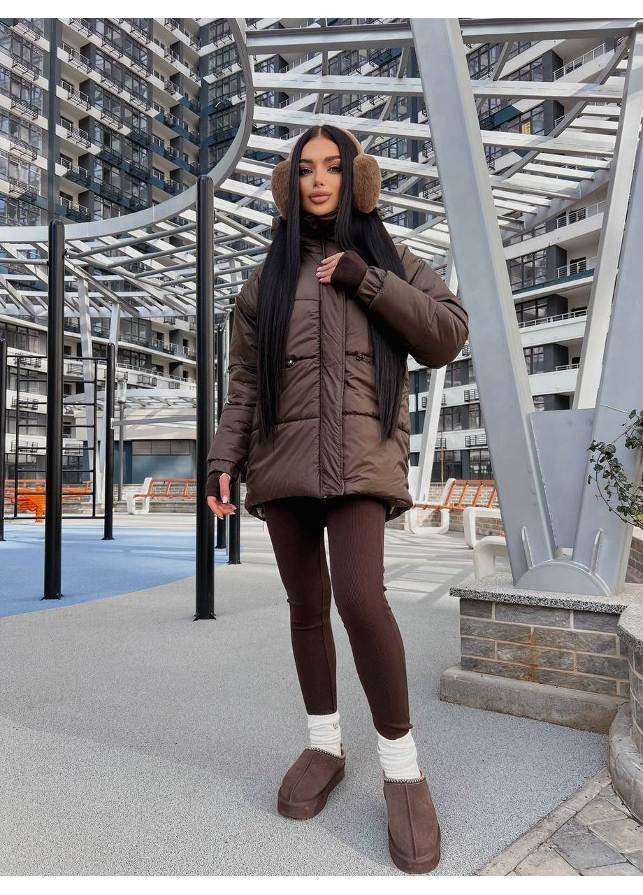 Коричневая зимняя куртка женская KaraMix