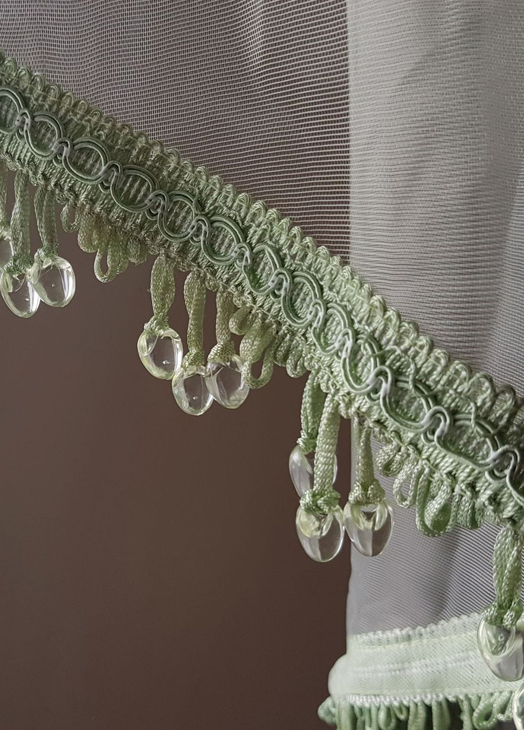 Тюль аркой фатинка карниз 300см салатовая со стеклярусом (15_5а) Firanka Simple (332211943)