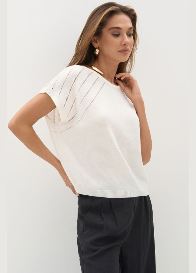 Молочний демісезонний жіночий укорочений жилет із бавовняної пряжі (2850) Bellise