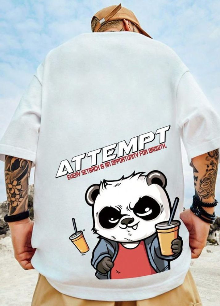 Біла біла чоловіча футболка з дтф (оверсайз) No Brand