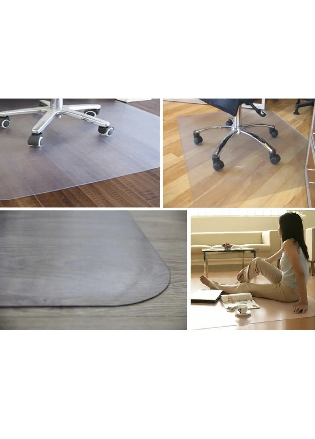Захисний килимок під офісне ігрове крісло для захисту підлоги поліпропілен 90х130 см (476696-Prob) Напівпрозорий молочний Unbranded (288535821)