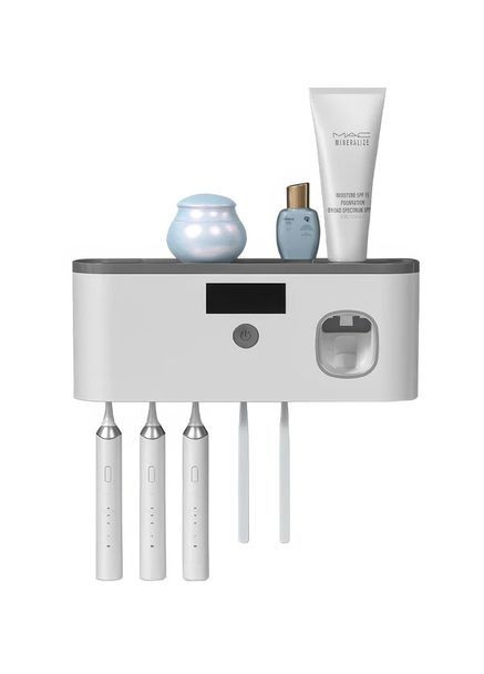 Тримач для зубних щіток Oral Health з УФстерилізацією та дозатором зубної пасти No Brand - (362947639)
