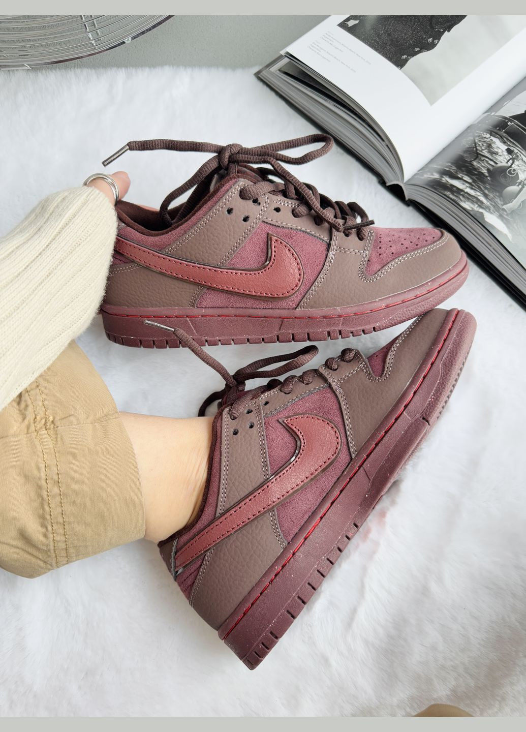 Бордові Осінні кросівки чоловічі і жіночі nike sb dunk low bordo brown | найк сб данк низькі бордові коричневі No Brand