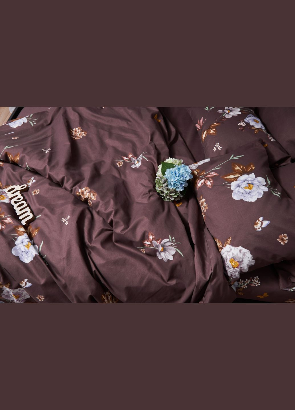 Комплект постельного белья Микросатин Premium «» двуспальный 175х210 наволочки 2х50х70 (MS-820005011) Moon&Star floral mocha (293147776)