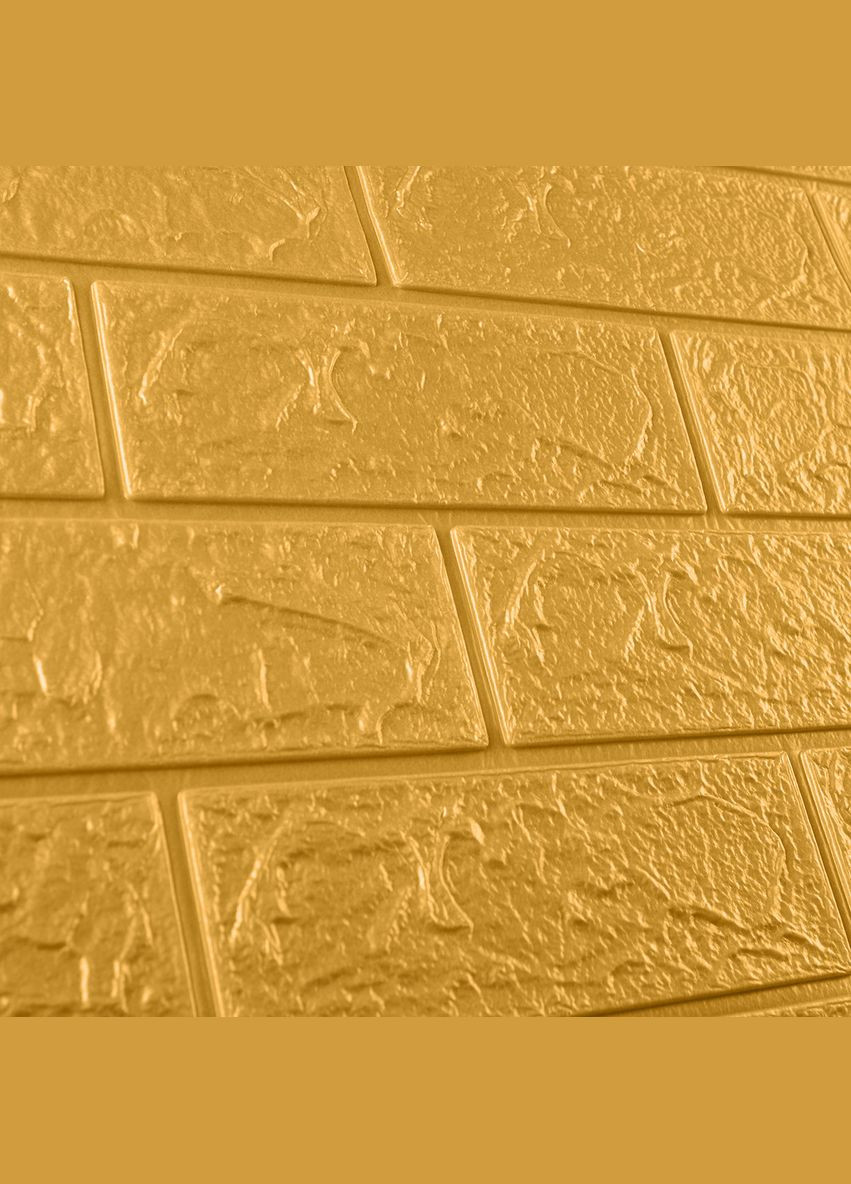 Самоклеющаяся декоративная 3D панель под кирпич золото 700x770x3мм 3D Loft (298400739)