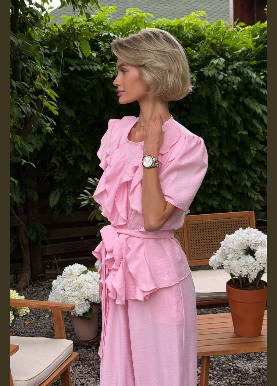Рожева блуза з льону рожевого кольору Jadone Fashion