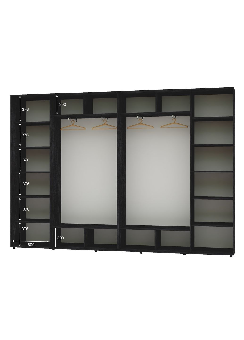 Шкаф-купе четырехдверный 360*45*240 Бетон темный 4 двери Зеркало Алекса (360476896)