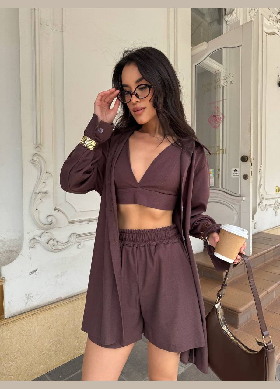 Лляний літній костюм-трійка No Brand Б1466-118 (347176198)