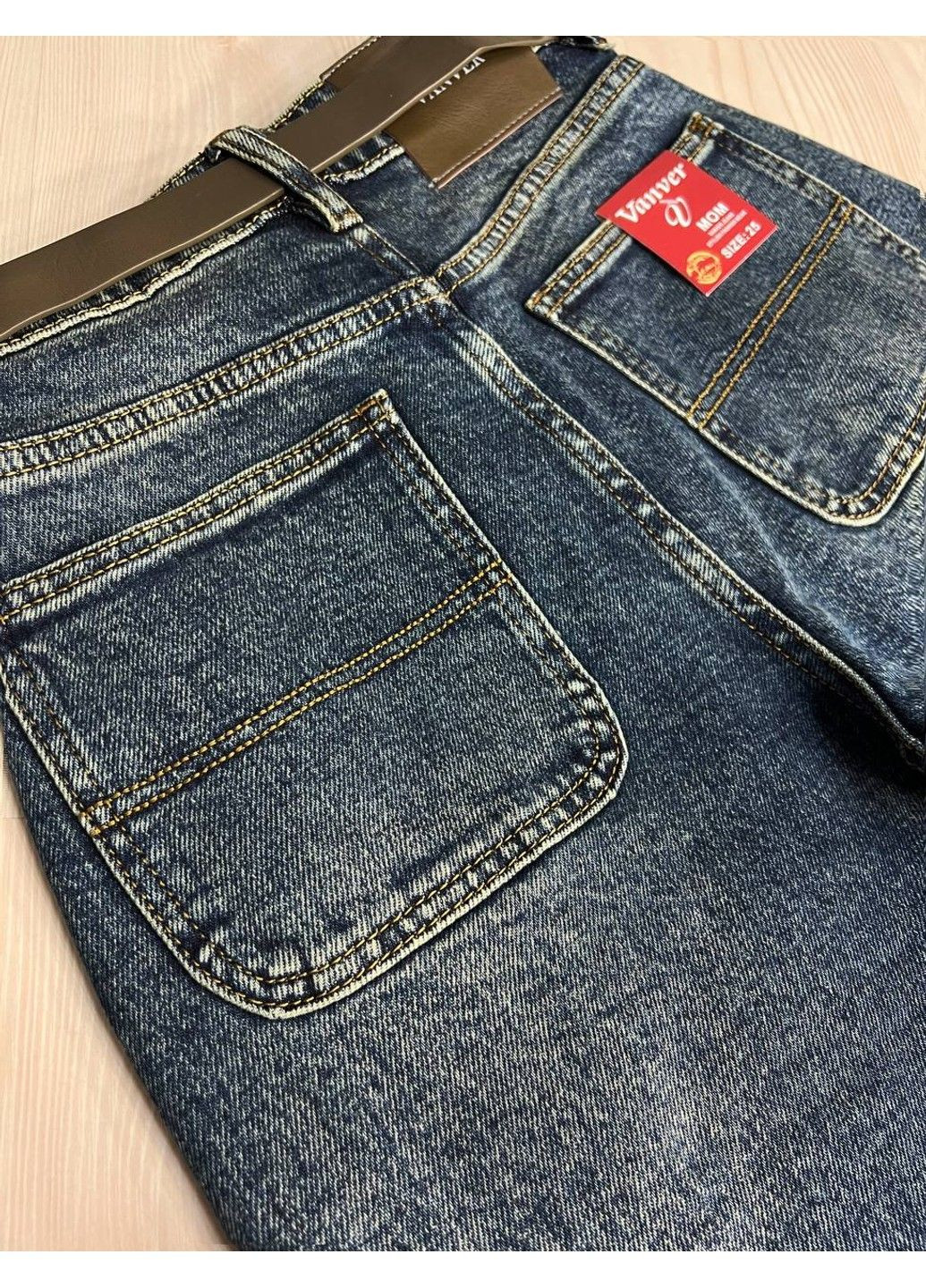 Джинси жіночі 8206 skater jeans широкі з ременем сині Vanver - (339506878)