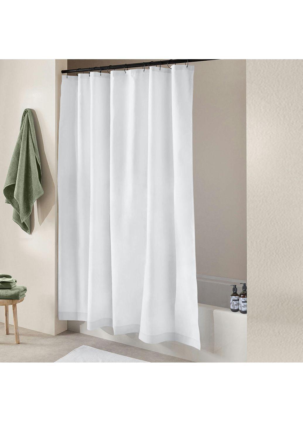 Шторка для душа и ванной SNOW с кольцами 180х180 см Белый Cosas (372991077)