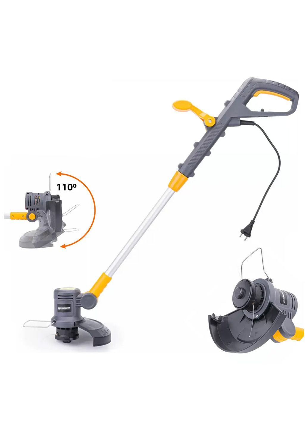 Електричний садовий тример для трави та газону ручний з телескопічною ручкою для городу Powermat MT1400 (345707507)