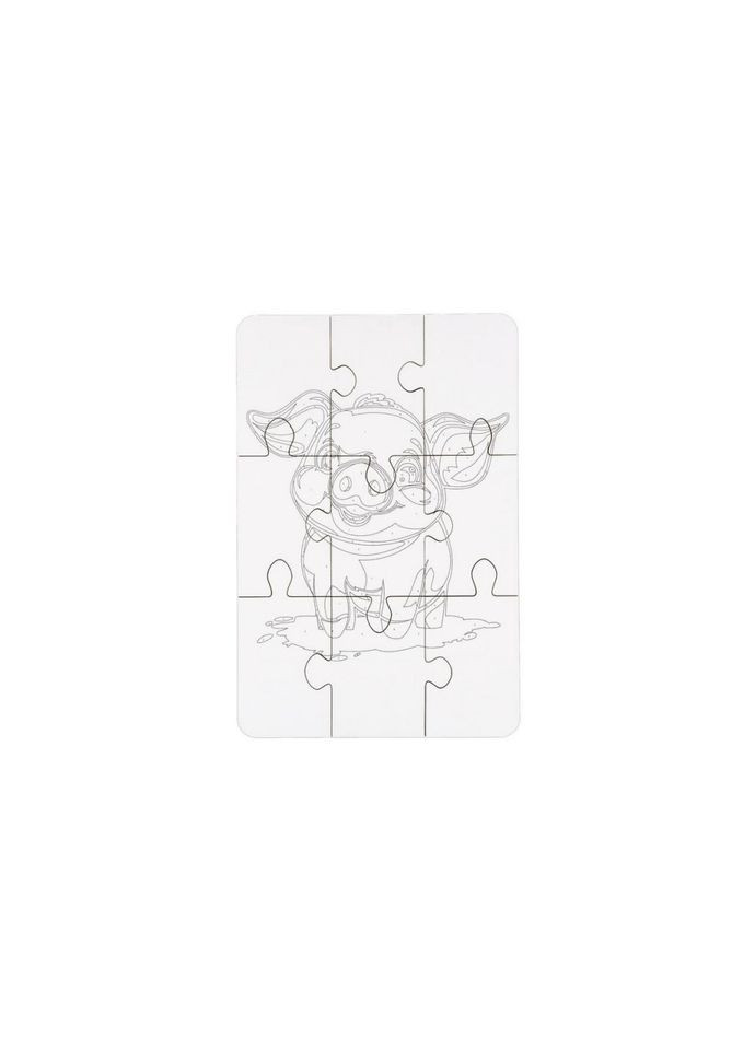 Деревянный пазл-раскраска А5 "Поросенок" Puz-22939 кисточка, краски, клейкая пленка PuzzleOK (315023012)