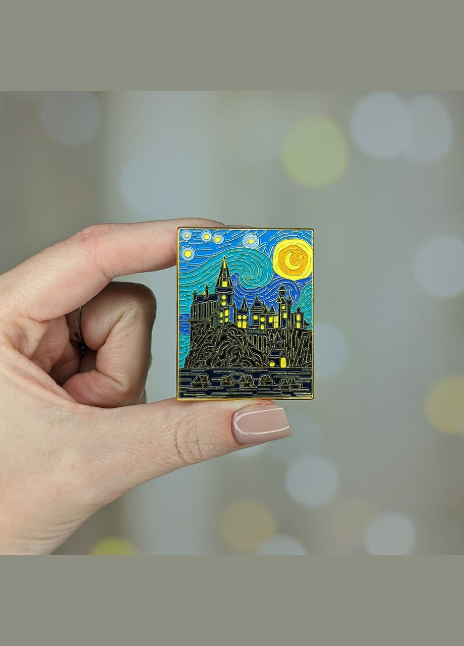 Металлический значок, пин "Замок Хогвартс. Гарри Поттер. Звездная ночь" SureGeek (314808575)