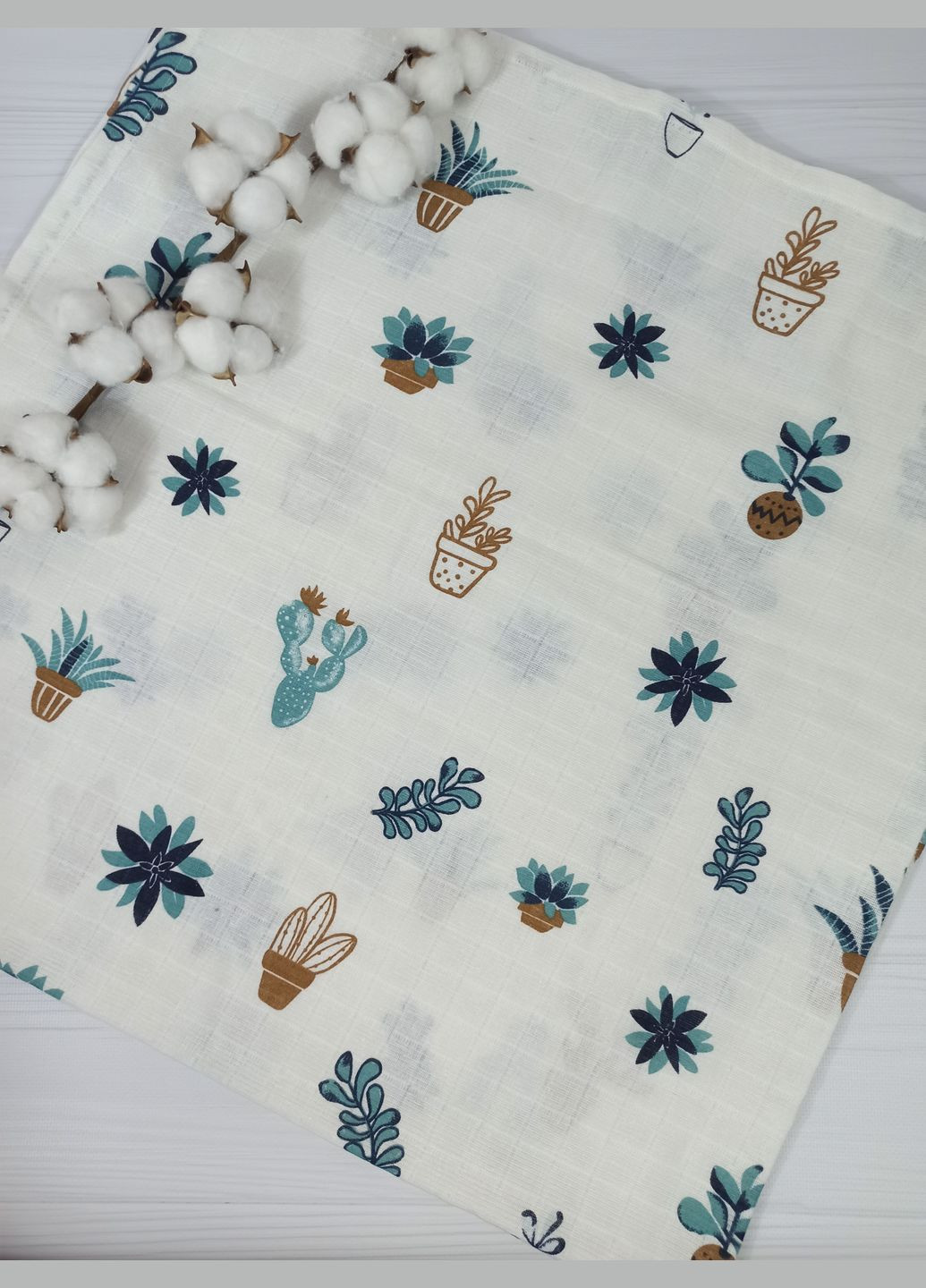 Муслиновый набор a.l.babybox Кактус (Плед-пеленка 120х120, салфетка Слюнявчик) Разноцветный No Brand (338837883)