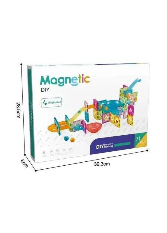 Конструктор магнитный Magnetic DIY CH1036 91 элемент с шариками Разноцветный No Brand (292323607)