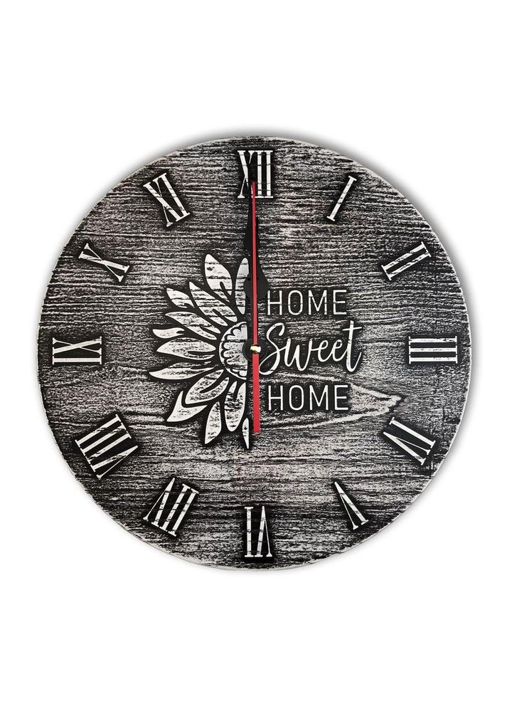 Настінний годинник 30 см Home sweet home (соняшник) сірий вінтаж хрг40001у Тур-Колекшн (355465914)