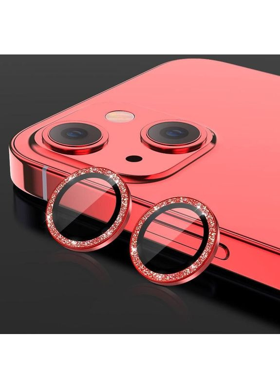 Захисне скло Metal Sparkles на камеру (у упак.) для Apple iPhone 15 (6.1") / 15 Plus (6.7") Червоний Epik (372020713)