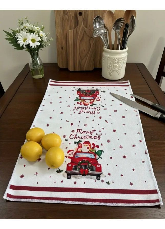 Рушники подарунковий набір кухонних рушників 5шту Новий рік Різдво Merry Christmas 60х40см No Brand білий