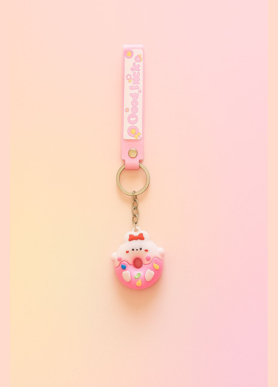 Брелок "Good Luck" с розовым пончиком и кавычкой No Brand (346871902)