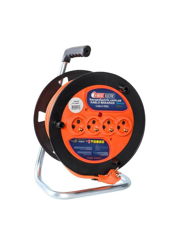 Подовжувач HOROZ на котушці 40 метрів (ПВС 3х1,5) з заземленням (4 гнізда) Horoz Electric (337360068)