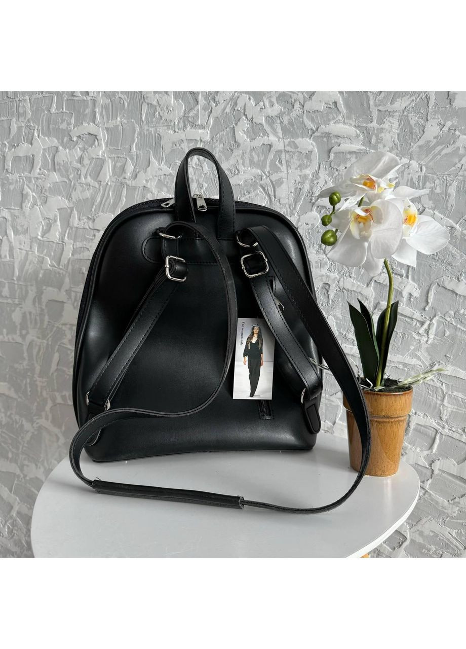 Жіночий рюкзак трансформер чорний екошкіра міський рюкзачок сумка для повсякденного використання ProDobro (363260200)