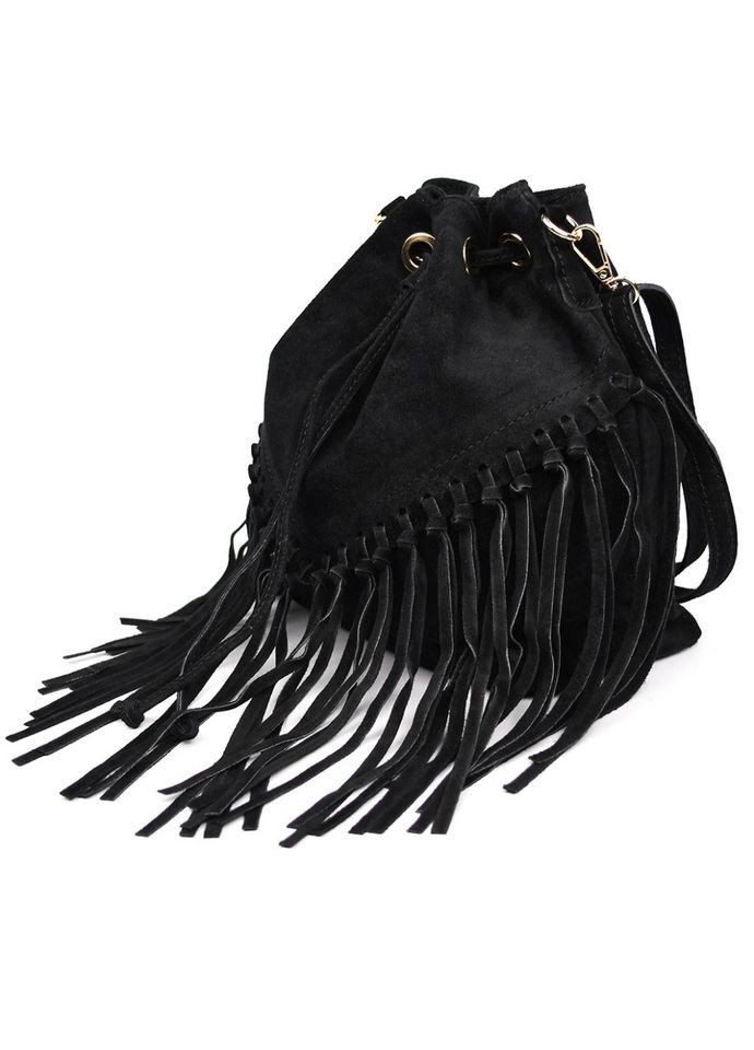 Жіноча замшева сумка на плече (Італія) fz189605 чорна Firenze (316702206)