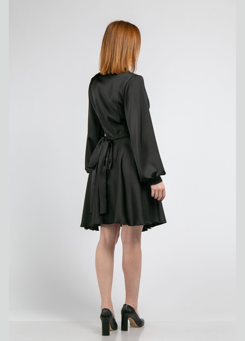 Черное праздничный, коктейльное, вечернее платье мини на запах one size CHICLY однотонное