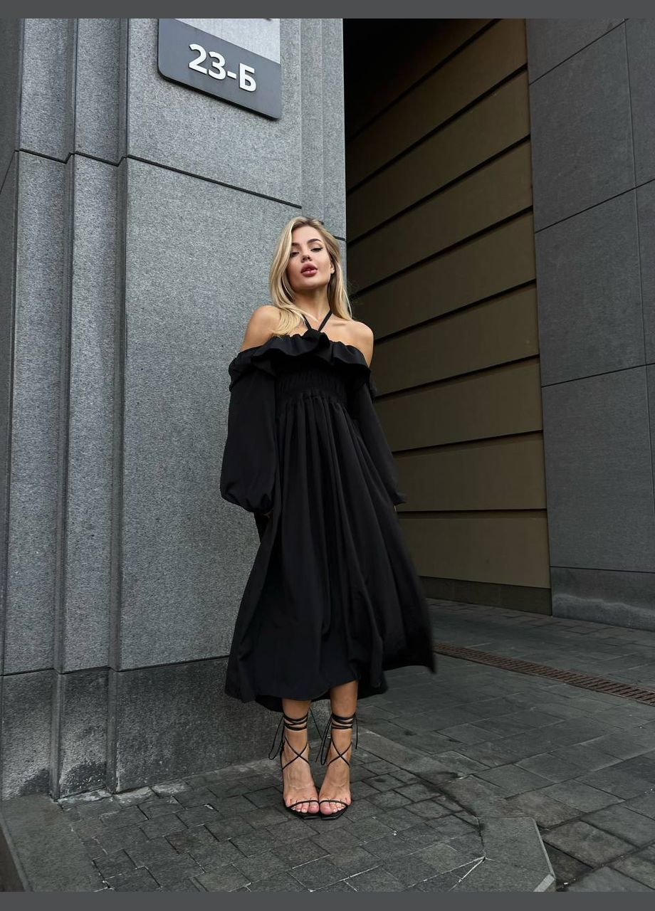 Черное кэжуал платье INLABEL однотонное