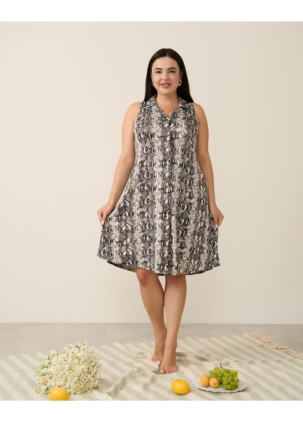 Женская туника-халат на пуговицах Plus Size Nicoletta (362218881)