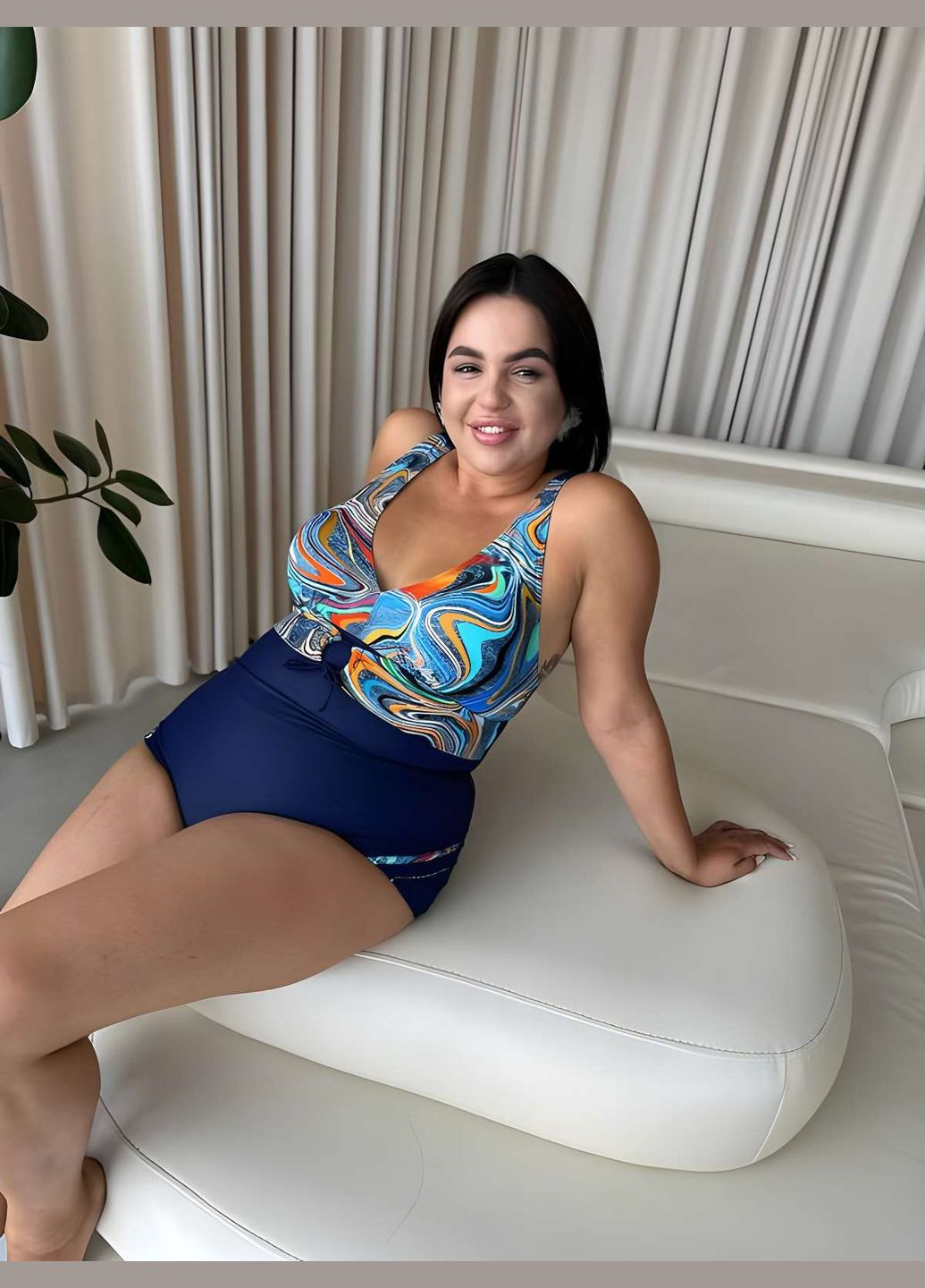 Бирюзовый летний женский сплошной яркий купальник в спортивном стиле. No Brand