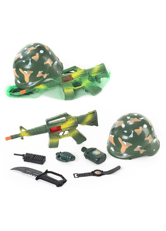 Детский игровой набор Военного 8011 (Каска, Рация, Автомат, Граната, Нож, Часы и фляга) No Brand (315341855)
