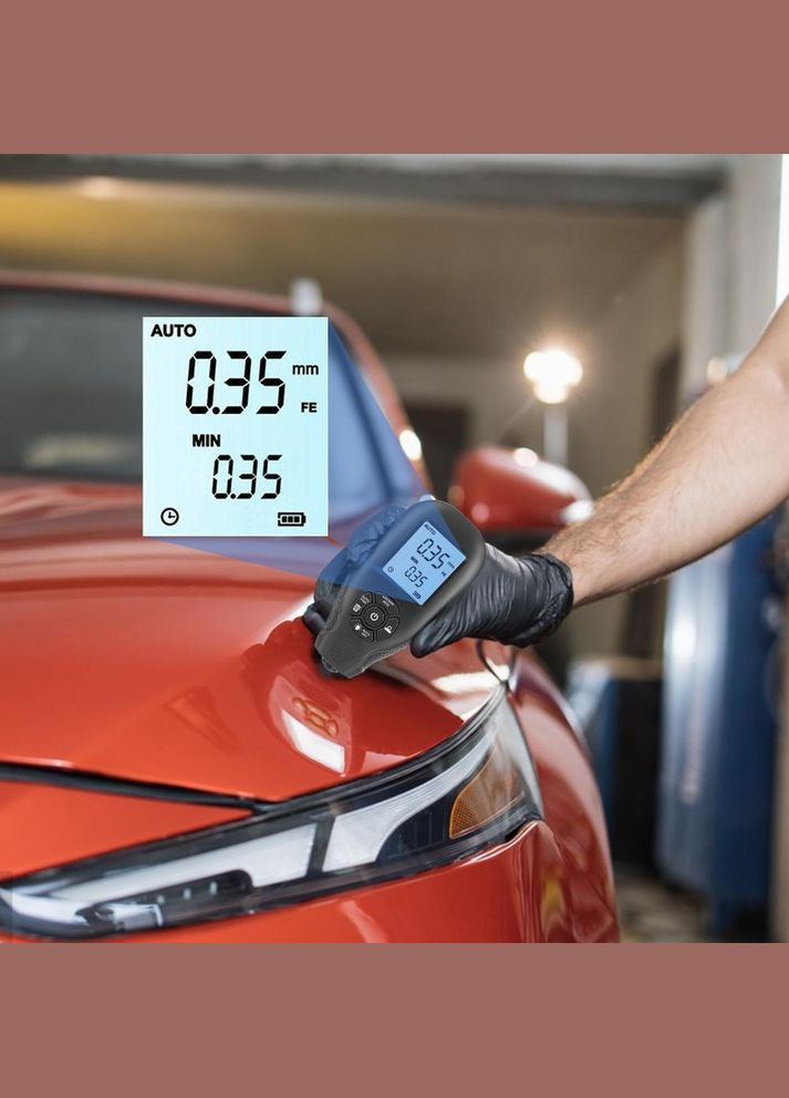 Толщиномер краски цифровой 0-2000 мкм Fe и Nfe Черный (R051219) Icar (349843507)