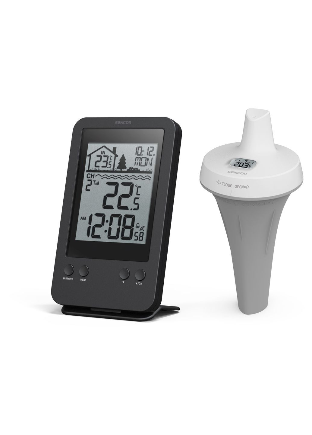 Метеостанція для басейну, внутр/зовні вимірювання, AAx2+AAx2, темп-ра, чорний Sencor (360394878)