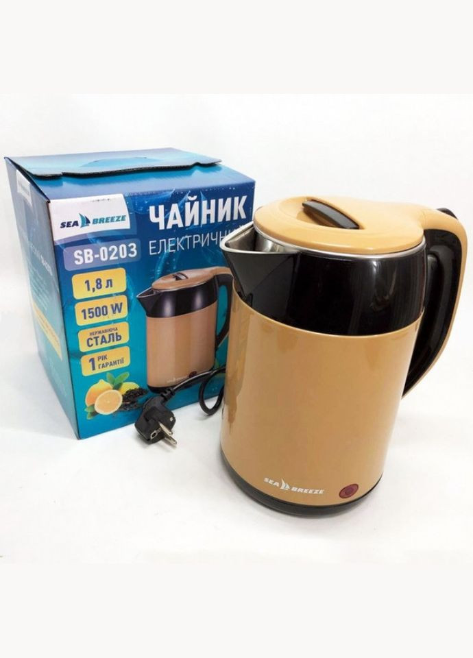 Електрочайник SB-0203 1,8 л чайник-термос 1500 Вт Бежевий Sea Breeze (315424116)