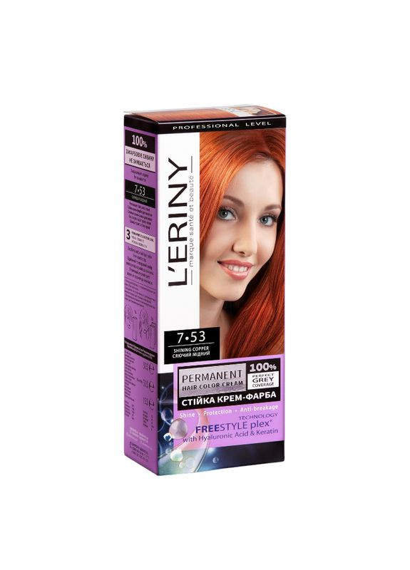 Крем-фарба стійка L'ERINY 7.53 Сяючий мідний 6954 Kombi (335869834)