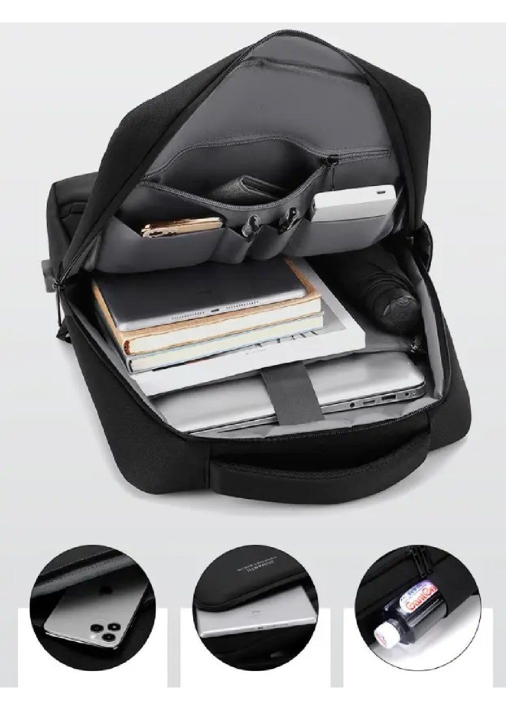 Рюкзак повсякденний міський з відділенням для ноутбука виходом для USB-проводу оксфорд 43х32х12 см 16 л (477563-Prob) Чорний Unbranded (298112421)