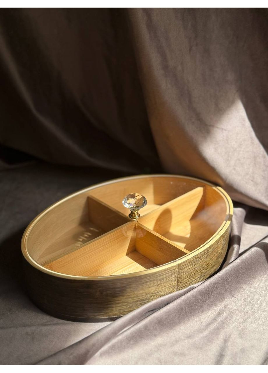 Менажниця HB-40-8 з кришкою бамбукова овальна Бежевий Yiwu (361308760)