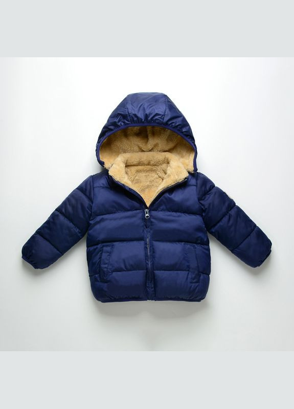 Синяя демисезонная куртка детская зимняя на микромеху (90см) (10207) Qoopixie