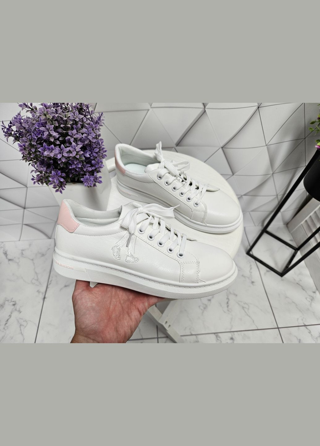 Кроссовки кеды белые из экокожи на высокой платформе No Brand белые (322650793)