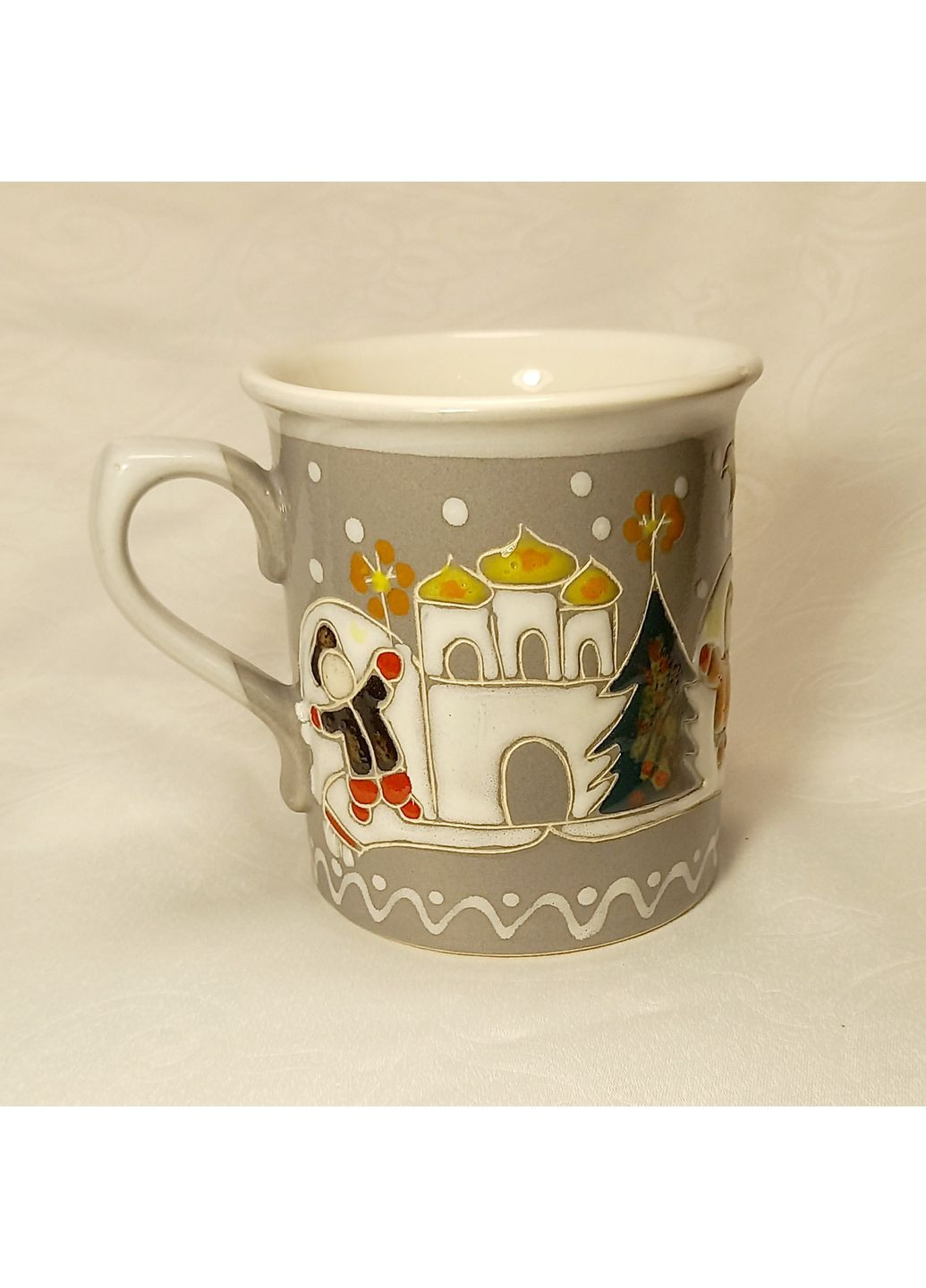 Чашка керамічна ручної роботи "Різдво" сіра (300 мл) No Brand (369953990)