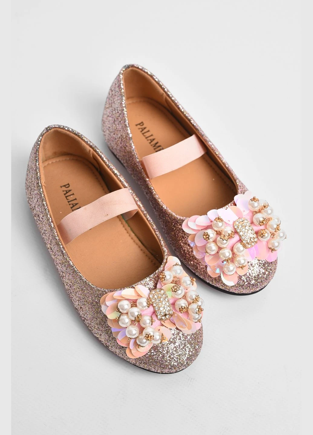 Балетки дитячі для дівчинки золотистого кольору Let's Shop без декору (290255313)