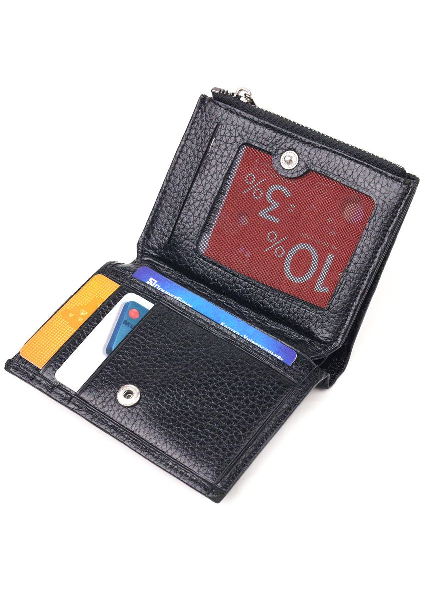 Небольшой вертикальный кошелек из натуральной кожи 21671 Черный Canpellini (331911171)